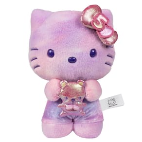 Brinquedo de pelúcia Hello Kitty 50º aniversário de 20 cm com ursinho de pelúcia