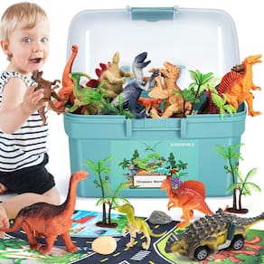 Brinquedos de dinossauro Kiddiworld para crianças de 3 a 5 anos com tapete de atividades