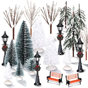 Conjunto de árvore de Natal Aoriher 28 Mini Artificial com neve 22cm