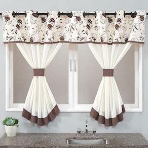 Cortina Cozinha Home 2,00X1,40M Varão Simples Coffee Marrom