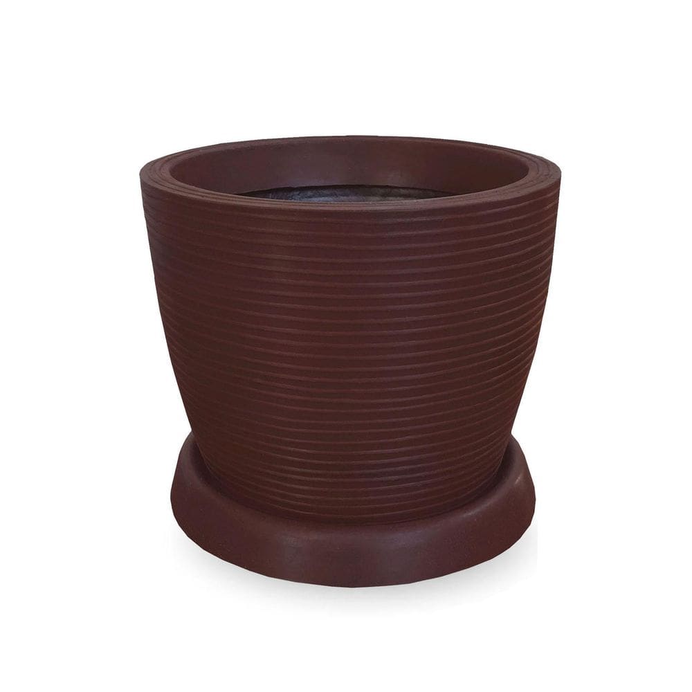 Vaso De Planta Pilão De Polietileno 30X30 + Prato Chocolate