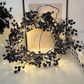 Guirlanda de Natal RECUTMS Artificial Berry com 30 luzes LED