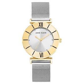 Relógio: pulseira feminina de malha com detalhes em glitter da Anne Klein