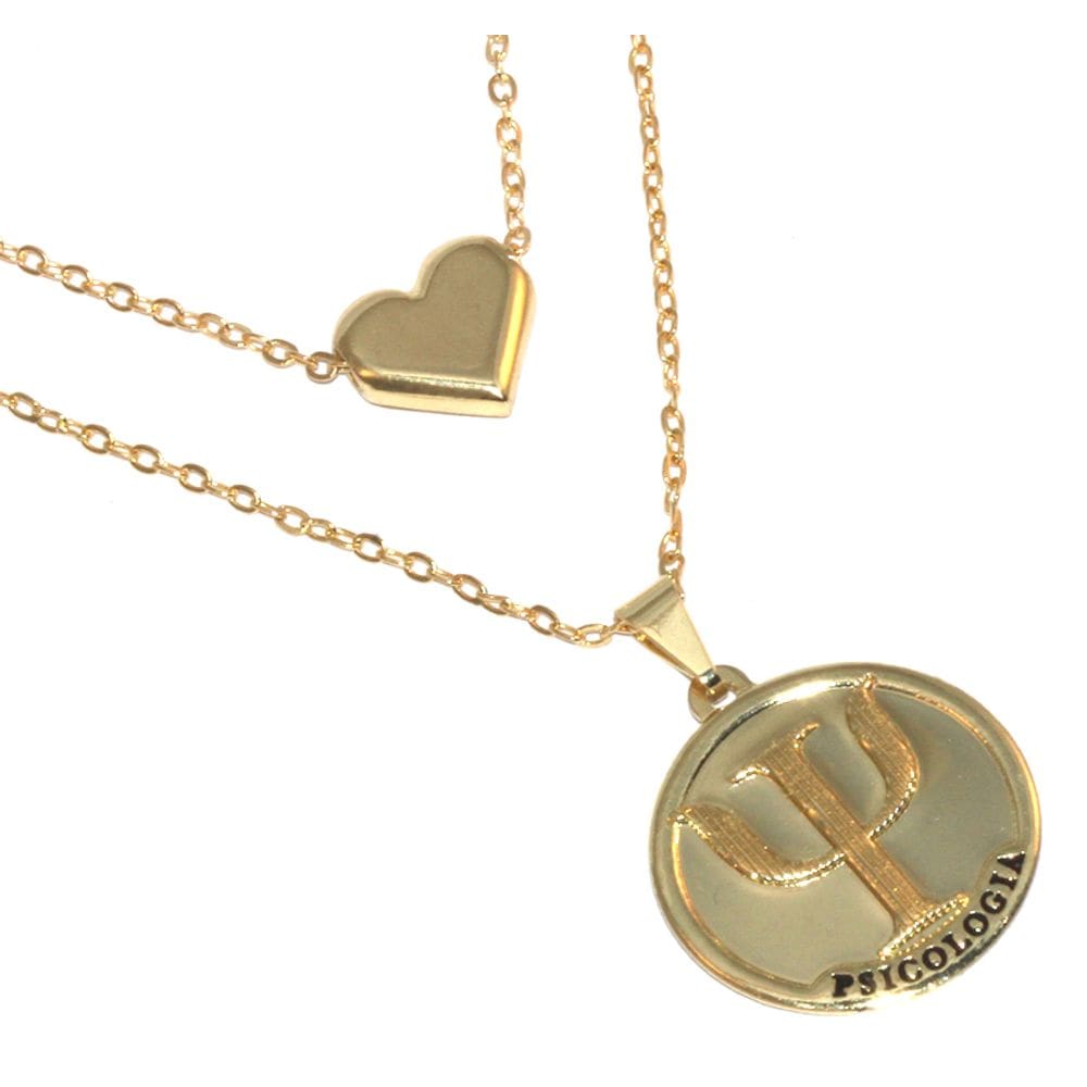 Colar Cordão Duplo Psicologia Psicologa Folheado 18k