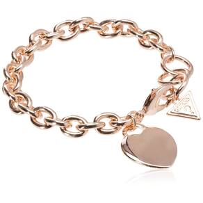 Pulseira GUESS Basic em ouro rosa G com logotipo Heart Link