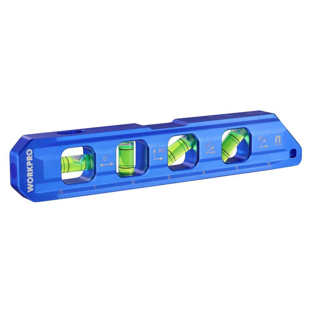 Nível de torpedo WORKPRO, liga magnética de alumínio de 20 cm, azul
