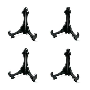 Kit 4 Peças Suporte Para Pratos E Azulejos Preto 24Cm