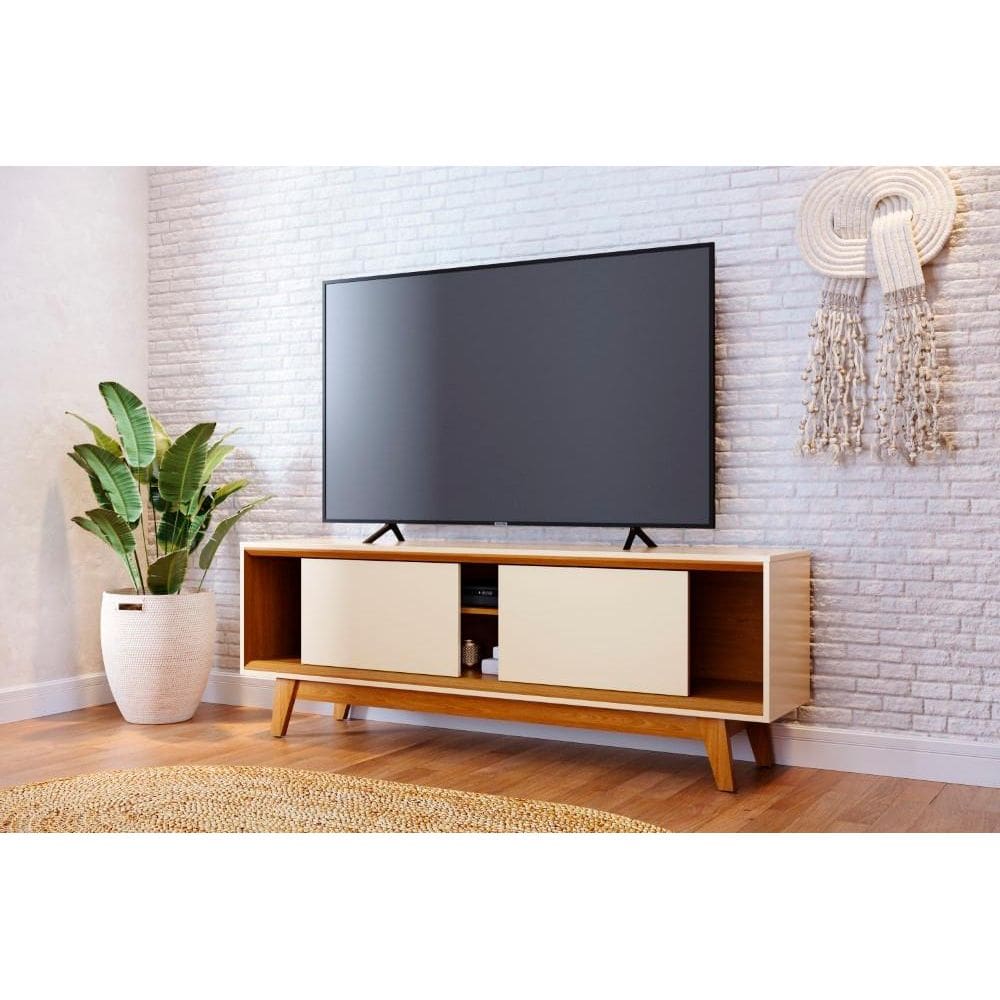 Bancada Atlas para TV de até 70 polegadas - Cinamomo Off White - Madetec