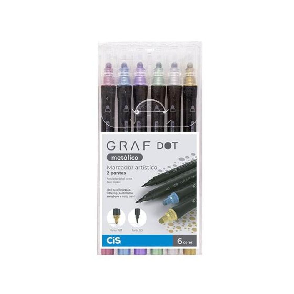 Marcador Artístico Graf Dot Dual Metálico 6 Cores Cis 527446