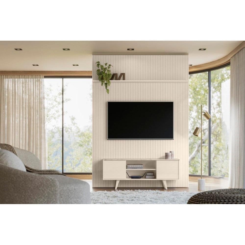 Rack+Painel Panorama para TV de até 55 polegadas - Calacata/Off White - Madetec