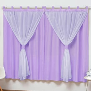 Cortina Varão Quarto Bebe Criança Menina Lilás 2Mx1,70M