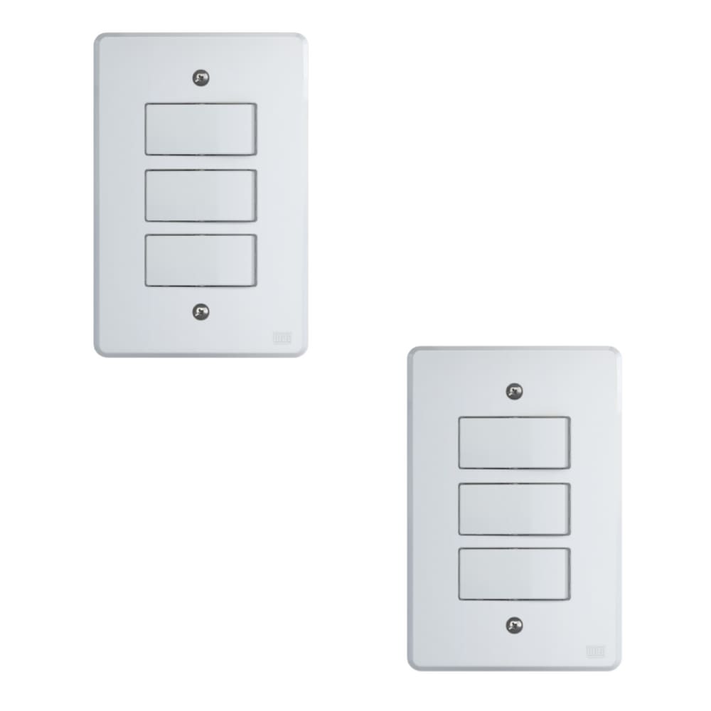 Kit Conjunto Interruptor 4x2 | 3 Teclas Simples 10A 250V 2 peças