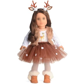 Roupas de boneca Sweet Dolly Christmas Deer Fantasia para boneca de 18 polegadas