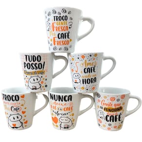 Jogo 6 canecas Cônicas 120ml Flork Café - Porcelana