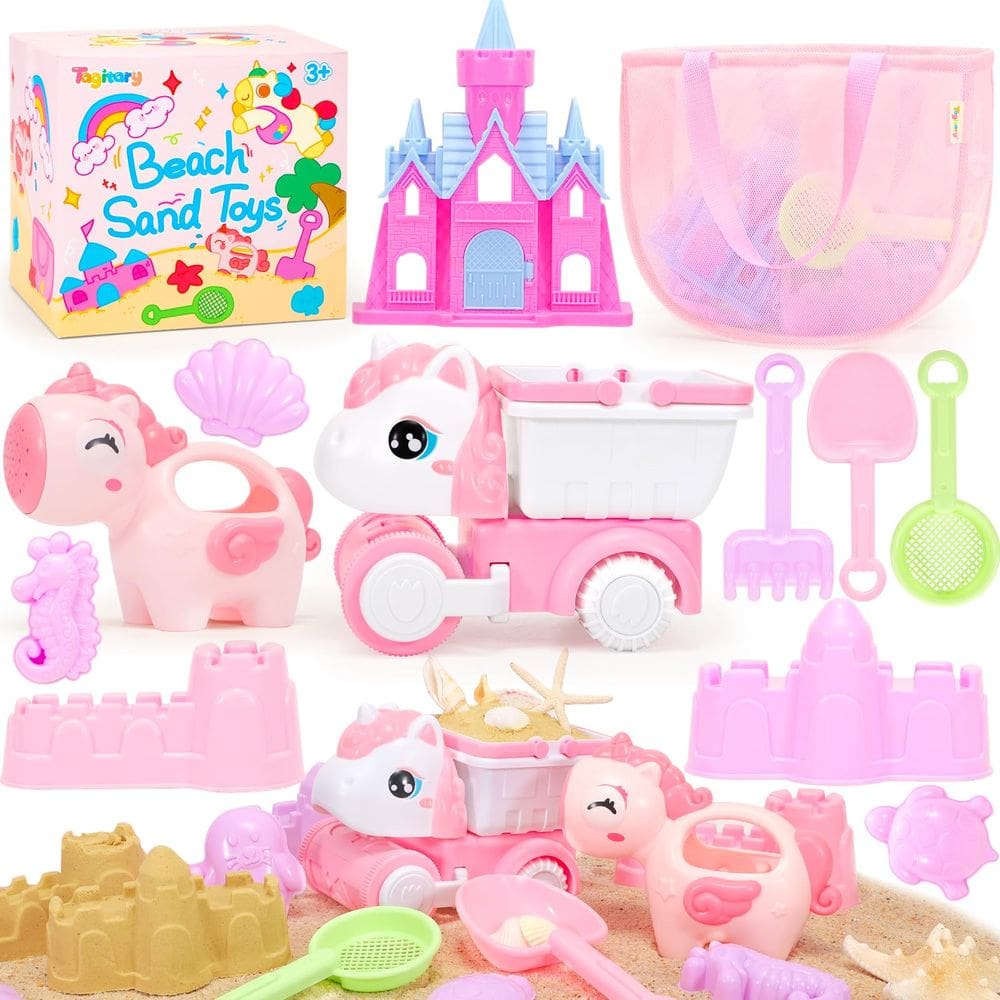 Brinquedo de praia Tagitary Unicorn Sand Toys com bolsa de malha para crianças