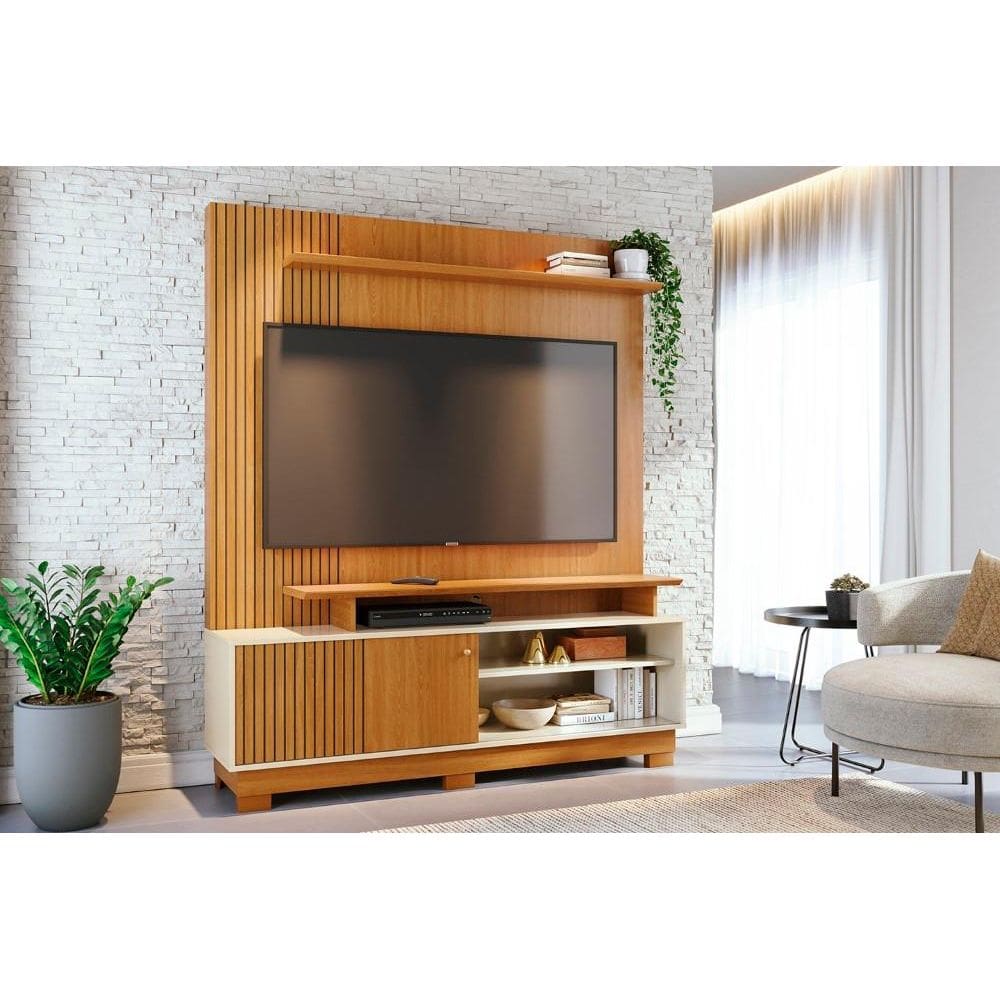 Home Theater Ares para TV de até 75 polegadas (COM PÉS) - Cinamomo / OFF WHITE - Madetec