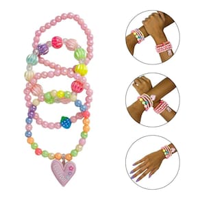 Kit 20 Pulseiras Infantil Pingente Miçanga Colorida Menina