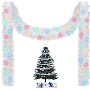 Guirlanda de árvore de Natal Kingdder Prelit Tinsel com luzes