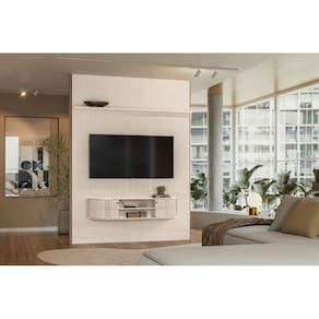 Painel Suspenso New Monte Carlo Para TV até 65 Polegadas - Calacata e Off White - Madetec
