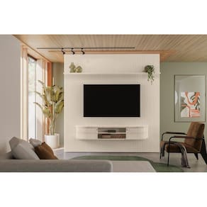 Estante Suspenso New Bugatti Para TV até 75 Polegadas - Calacata e Off White - Madetec