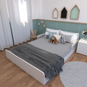 Cama Infantil Montessoriana Casal New Cori Yescasa Branco/Cinza Cristal