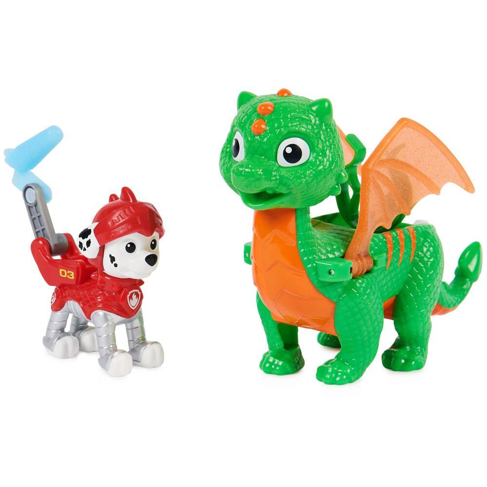Conjunto de bonecos de ação Paw Patrol Rescue Knights Marshall com Dragon Jade