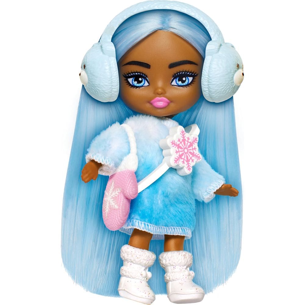 Boneca Barbie Extra Mini Minis Travel com cabelo azul e acessórios