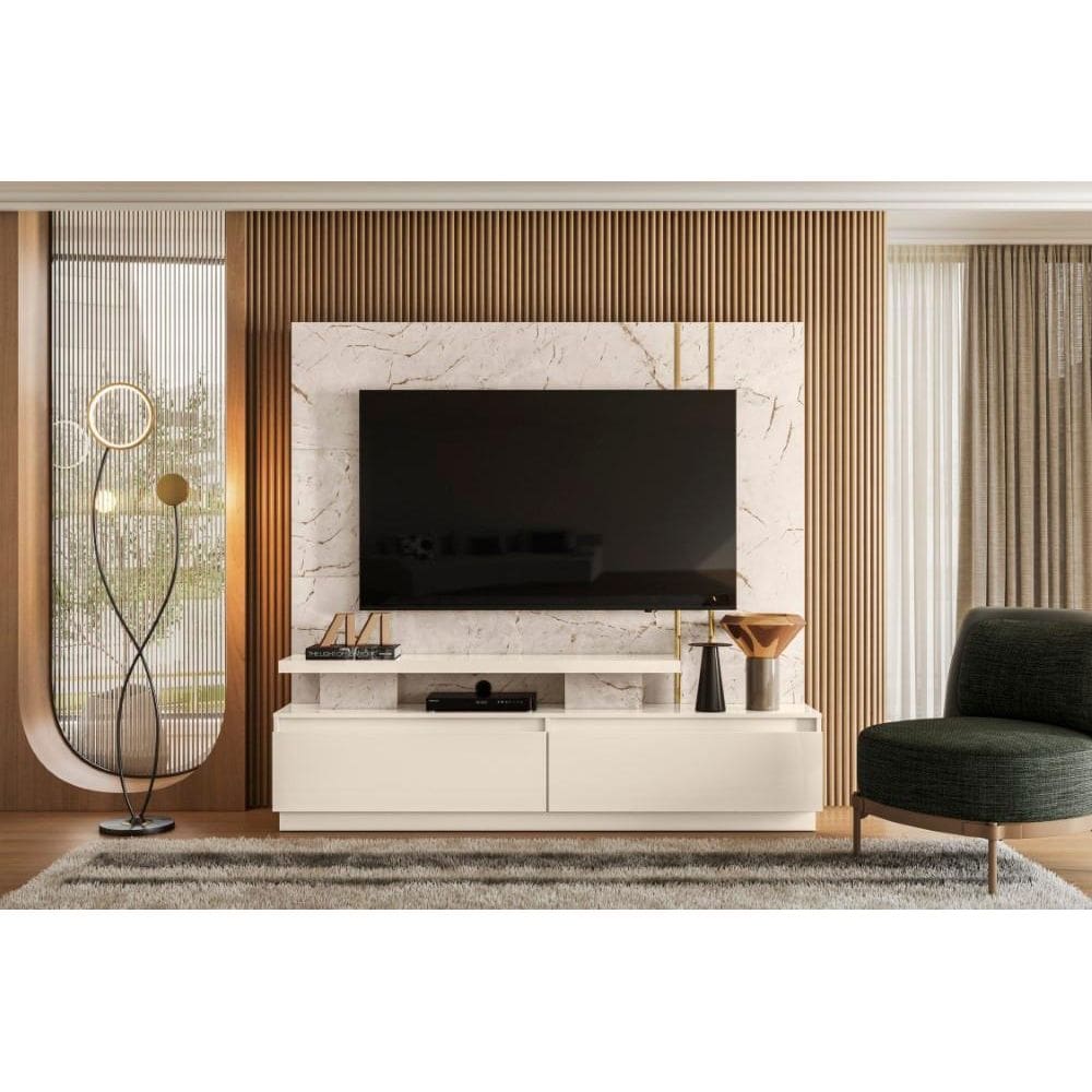 Rack New Apolo para TV de até 75 polegadas - CALACATA / OFF WHITE - Madetec