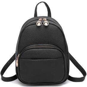Mini mochila Barsine para mulheres e meninas de couro preta