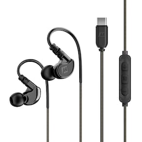Fones de ouvido com fio MEE audio M6 Sport com ganchos de ouvido Memory Wire pretos