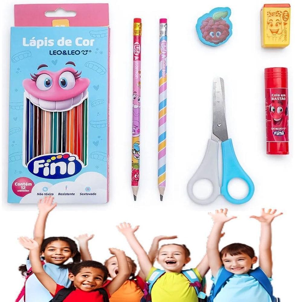 Kit Material Escolar Completo 7 Itens Fini Volta Ás Aulas