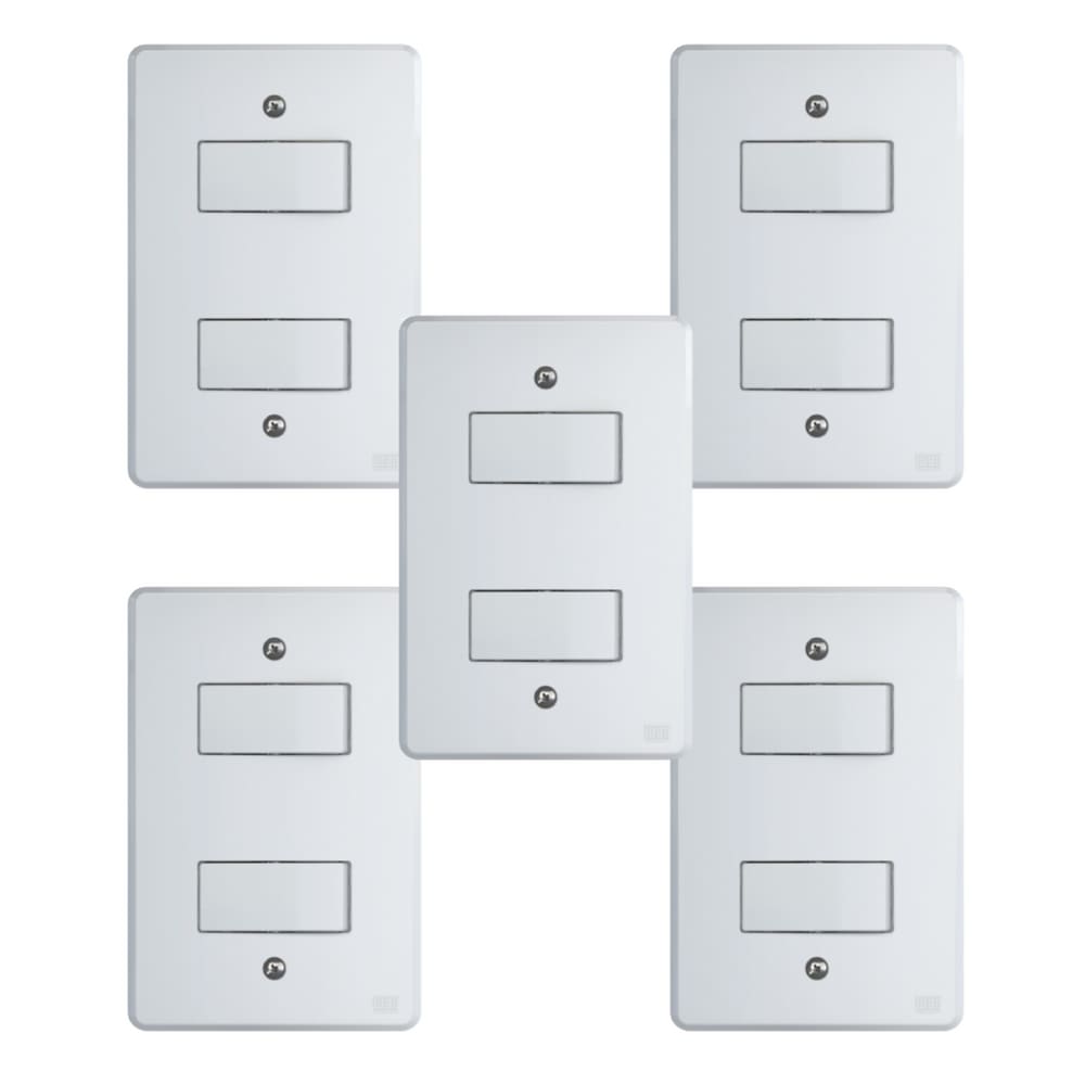 Kit Conjunto Interruptor 4x2 | 2 Teclas Simples 10A 250V 5 peças