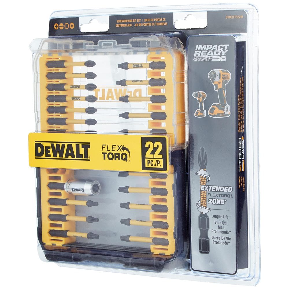 Conjunto de brocas Impact Driver DEWALT FlexTorQ de 22 peças DWA2FTS22IR