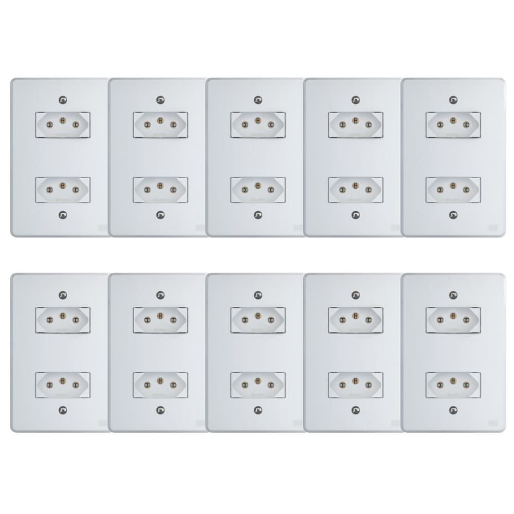 Kit Conjunto Tomada 4x2 | 2 módulos 2P+T 10A 250V 10 peças