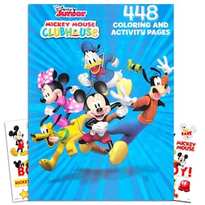 Pacote de livros para colorir Disney Mickey Mouse com adesivos e quebra-cabeças