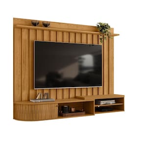 Painel para TV 75 Polegadas com Bancada Suspensa 206cm Monza Cumaru - Pallazio