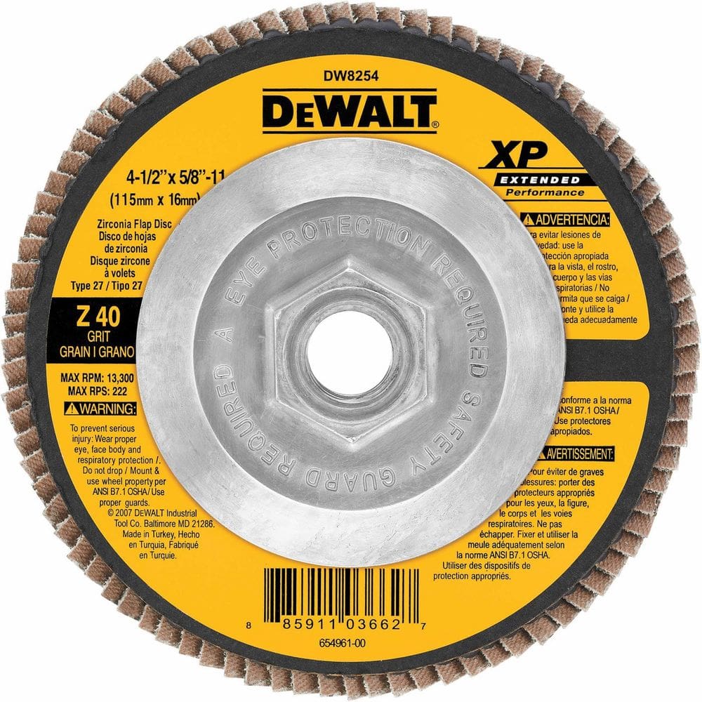 Disco de aba DEWALT DW8254 de aço inoxidável 40-Grit Zirconia XP