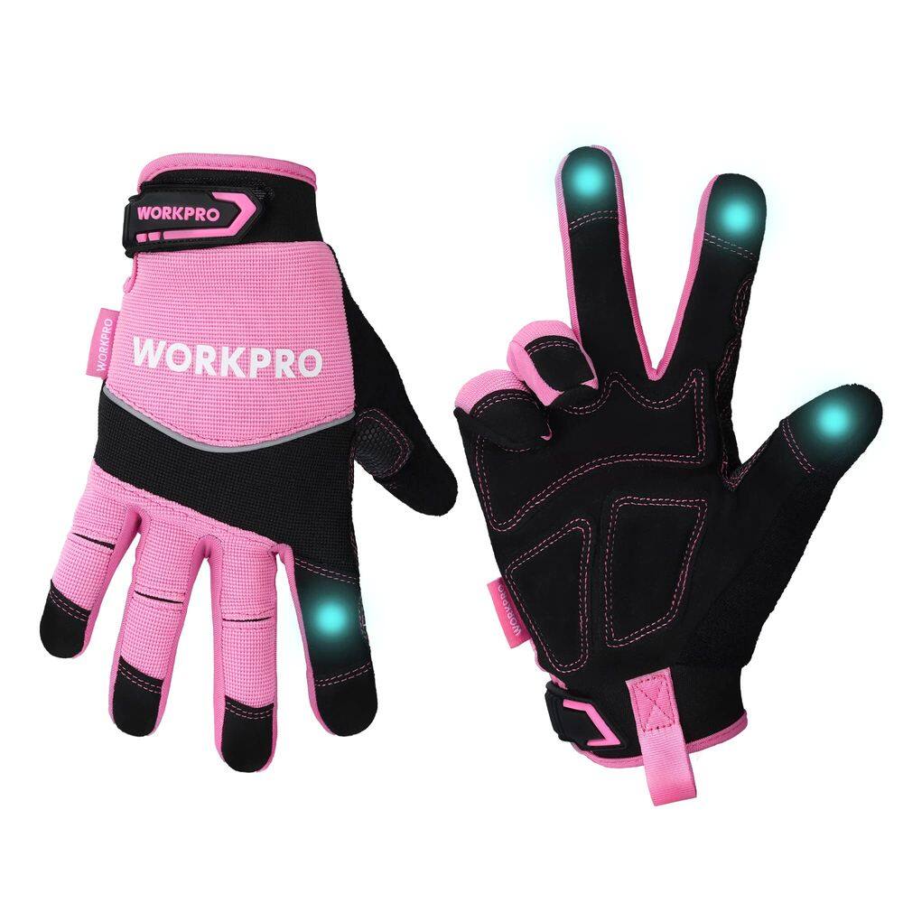 Luvas de trabalho de segurança WORKPRO Pink Touch Screen para mulheres e homens