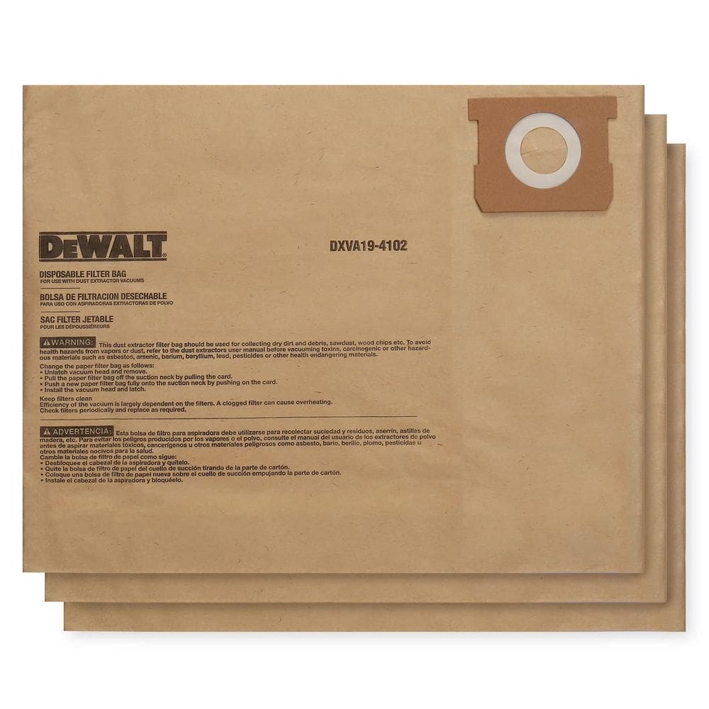 Saco de pó DEWALT DXVA19-4102 para aspirador de pó 45-60L, pacote com 3