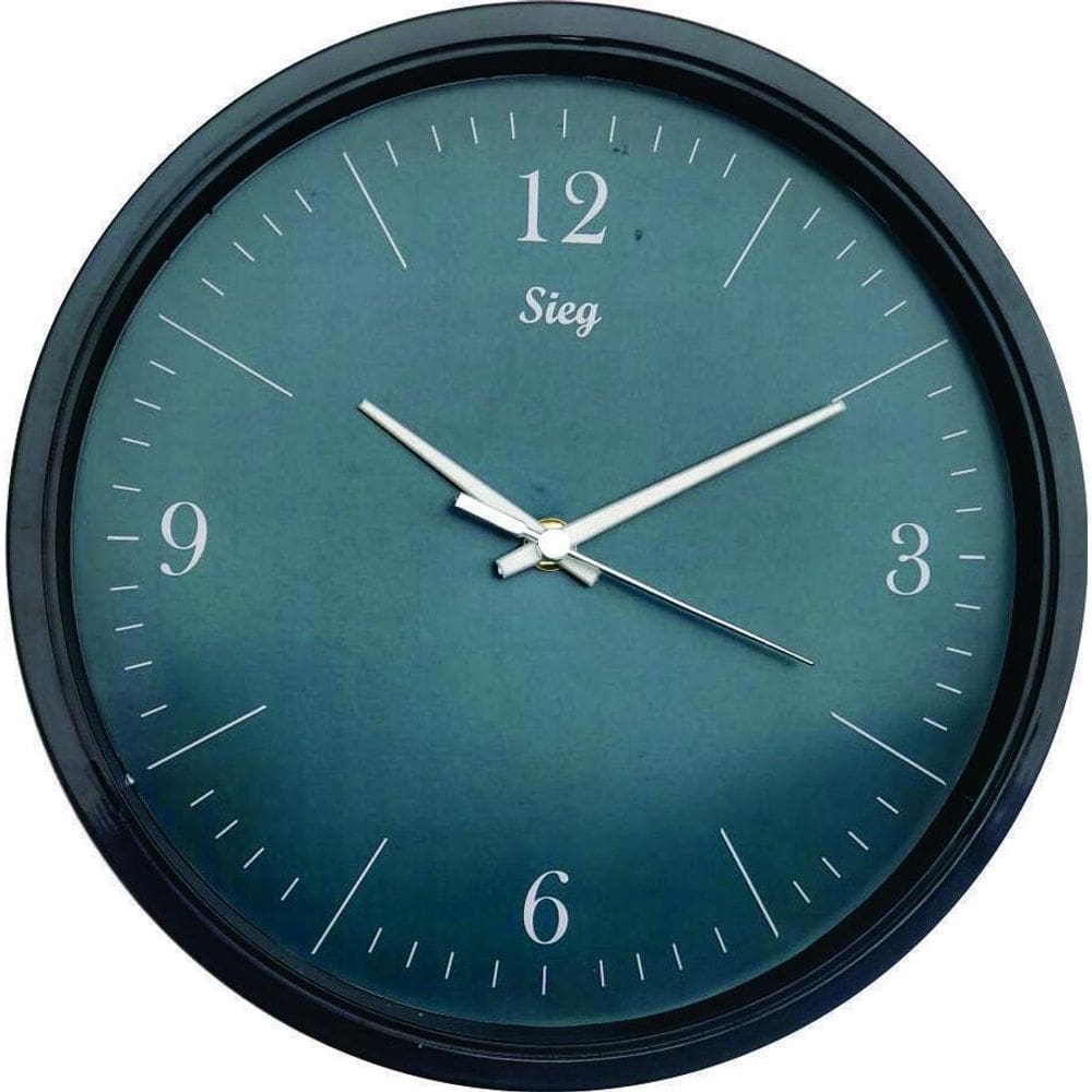 Relógio Redondo Preto Fundo Azul 28 cm - Marca Sieg