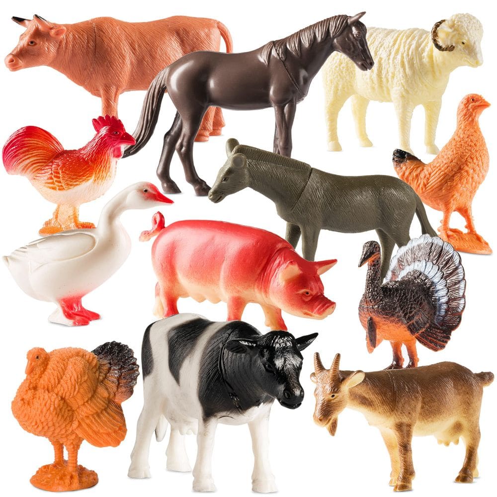 Pacote de 12 brinquedos Farm Animal Toys Bedwina para crianças com realismo
