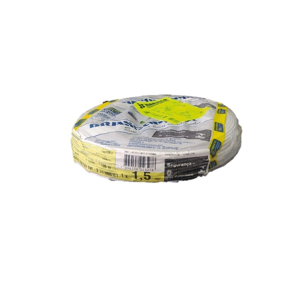 Fio Sólido 1,5 Mm2 750V Branco Rolo Com 100M Brascooper