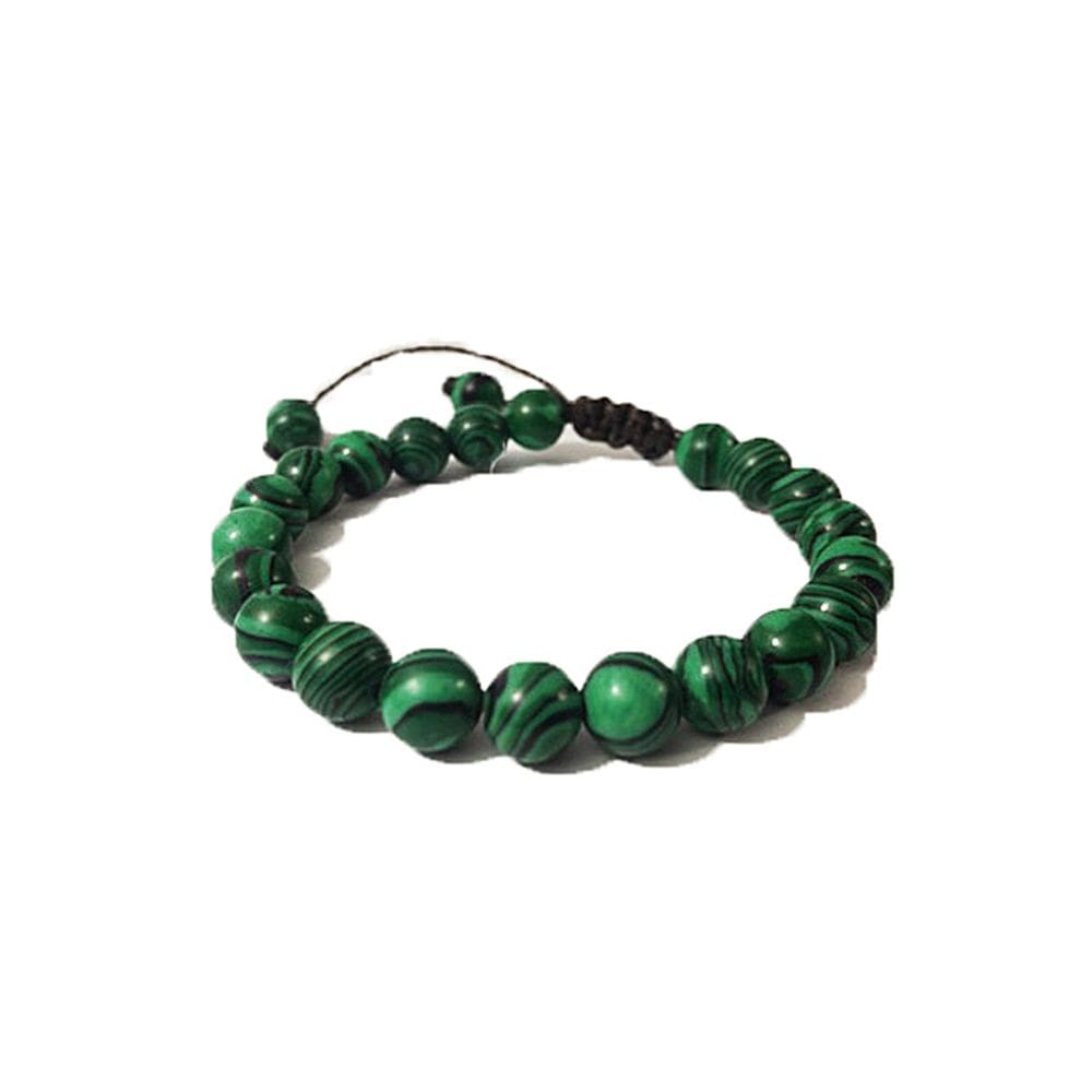 Pulseira Masculina Bolinha Pedra Malaquita Verde 8Mm