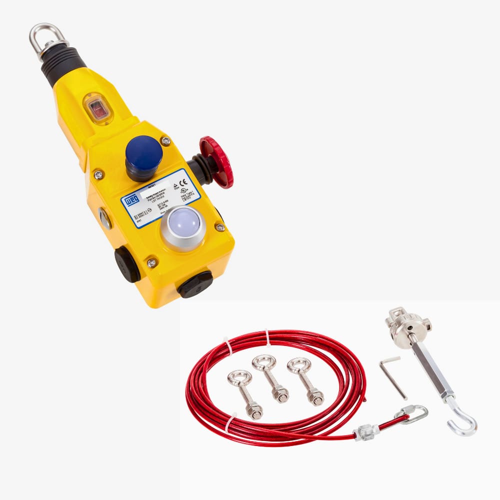 Kit Chave de Emergência LED CEC-ML22AE26 2NA+2NF + Cabo de Aço 5m K5G