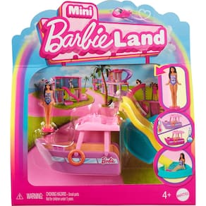 Boneca Barbie Mini BarbieLand de brinquedo e veículo de brinquedo com barco dos sonhos