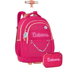 Kit Mochila De Rodas Luluca Com Estojo Box Escolar - Rosa