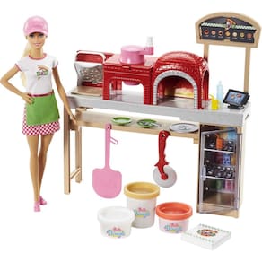 Boneca e forno de brinquedo Playset Barbie Pizza Chef com acessórios
