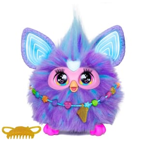 Brinquedo de pelúcia interativo Furby Purple com 15 acessórios de moda