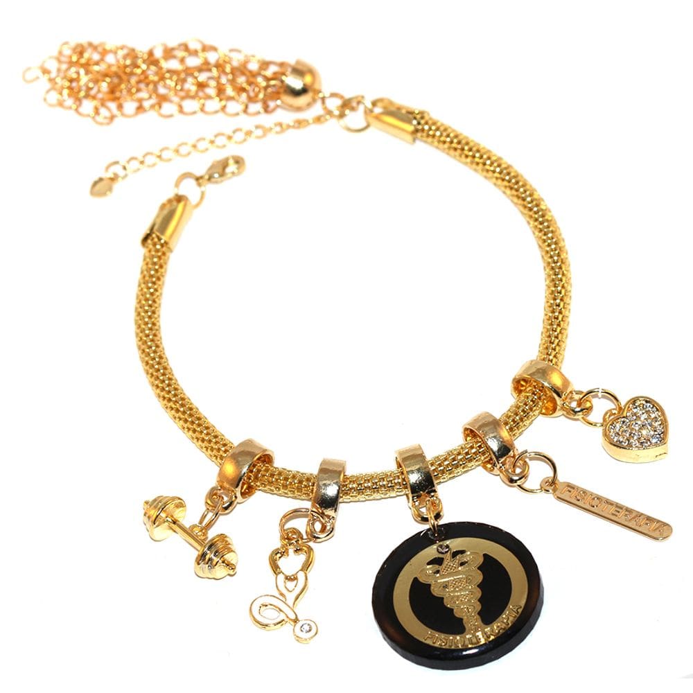 Pulseira Berloque Fisioterapia Esteto Halter Folheado 18k