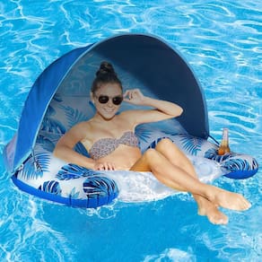 Bóia de piscina COOLCOOLDEE com dossel e porta-copos para adultos